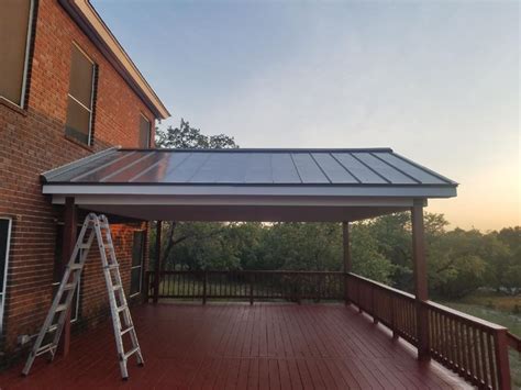 house to porch metal roofing|metal roof on porch only.